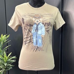 Attitude Not Included Cowboy Teddy bear,farm,horses,boots,cotton,stretch T-shirt